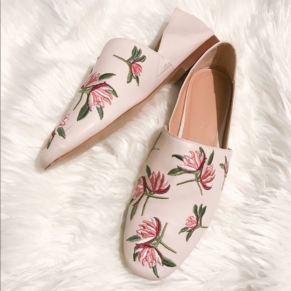 Zara Shoes - Zara pink embroidered floral flats